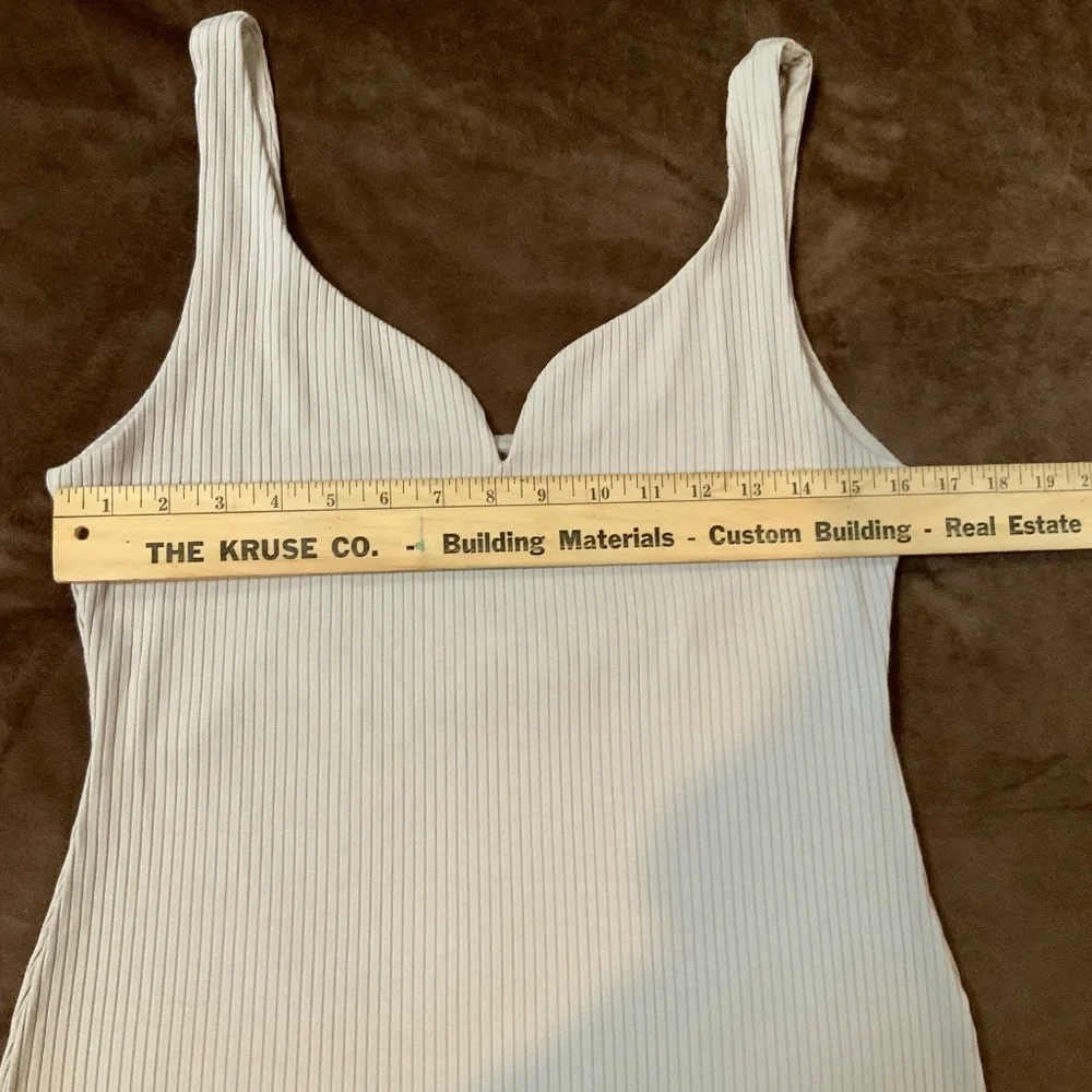 H&M Cream M Slim Fit Sweetheart neckline ribbed viscose jersey Tank Officecore - Picture 5 of 6